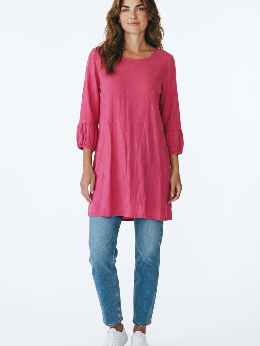cut loose Raspberry 3/4 Sleeve Scoop Neck Dress